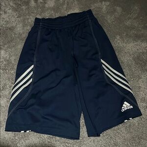 Adidas Blue and White Athletic Shorts with Stripes